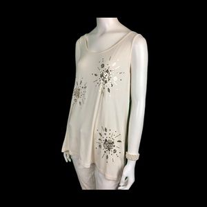 🆕 Cynthia Rowley Ivory Sequin Sunburst Tank XL